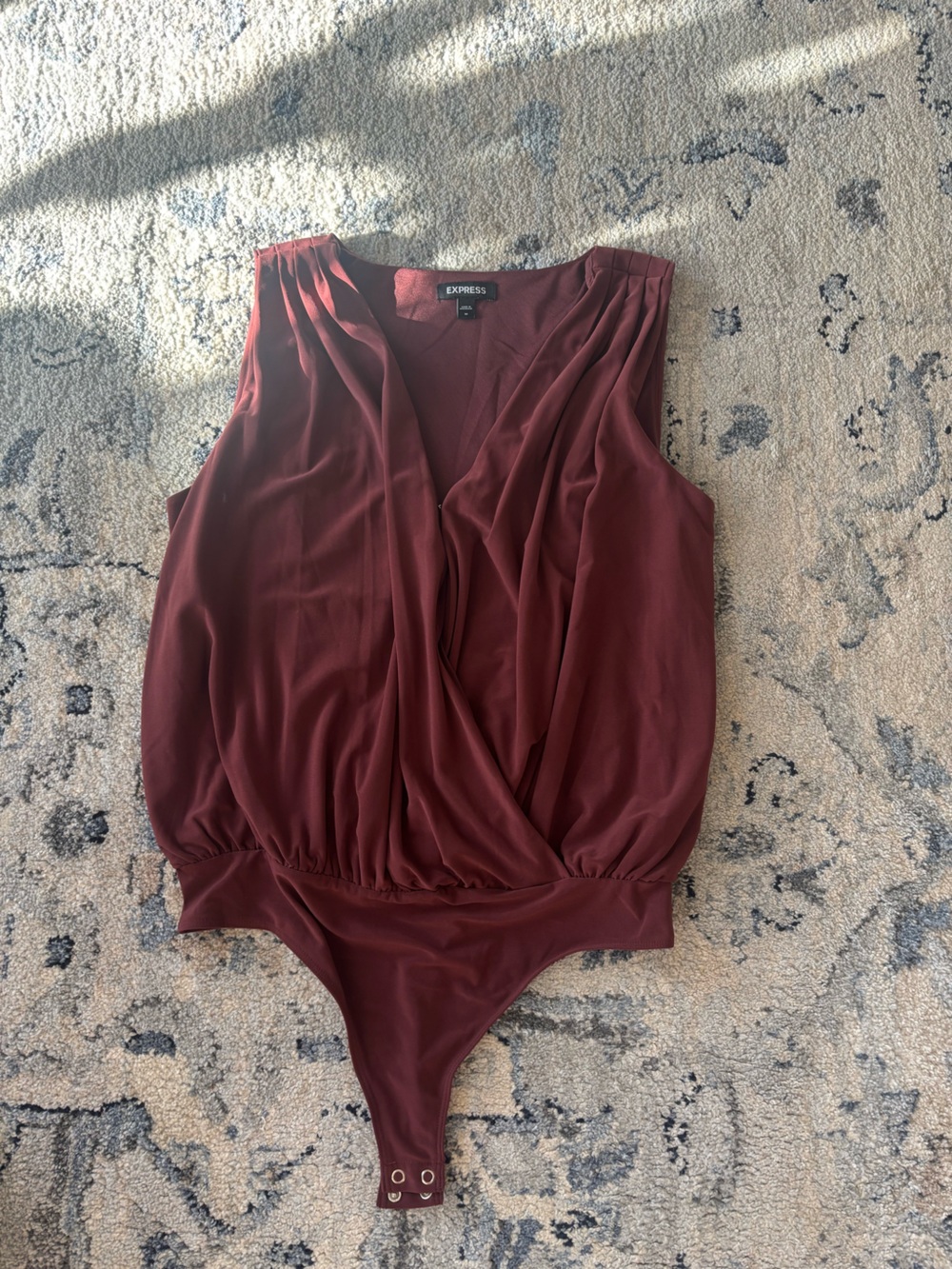 Express Draped Sleeveless Blouse in Wine